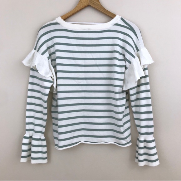 NWT Cupio ivory mint ruffled striped top - Picture 6 of 6